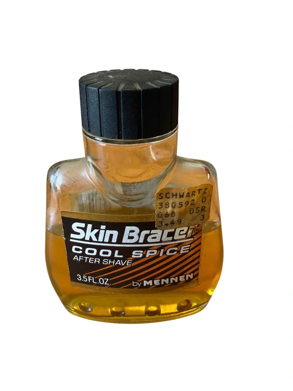 Vtg Mennen Skin Bracer Cool Spice AfterShave 3.5 Oz Glass Bottle 50% Full